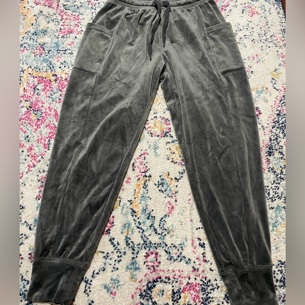 Aerie Silver Velour Tracksuit